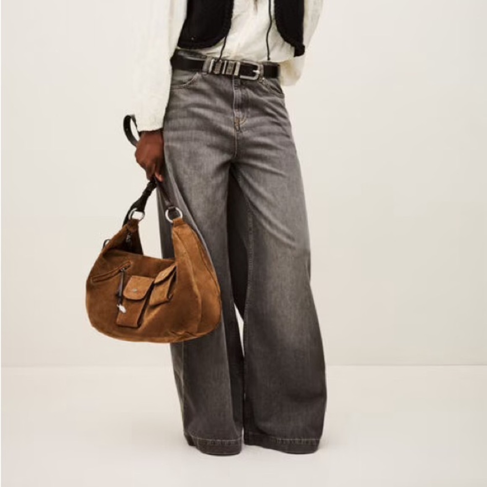 ba&sh Yusc Flared Wide-Leg Jeans in Blackstone